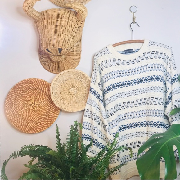 vtg vsco blue nordic oversized boyfriend sweater - Picture 6 of 8